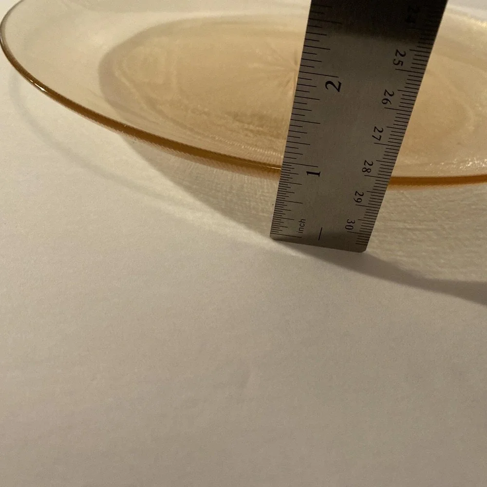 Amber‎ Iridescent Carnival Glass Plates Impressed Pinwheel Starburst Set Of 4